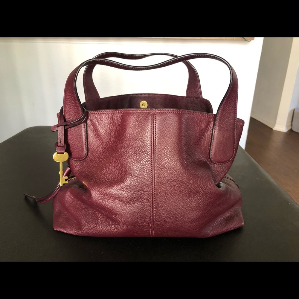 Fossil Maya Satchel Burgundy Leather Crossbody Bag